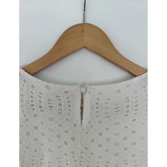 White‎ Eyelet Short Sleeve Spring Dress J. Crew 4 Cottagecore Coquette Event - Picture 3 of 9